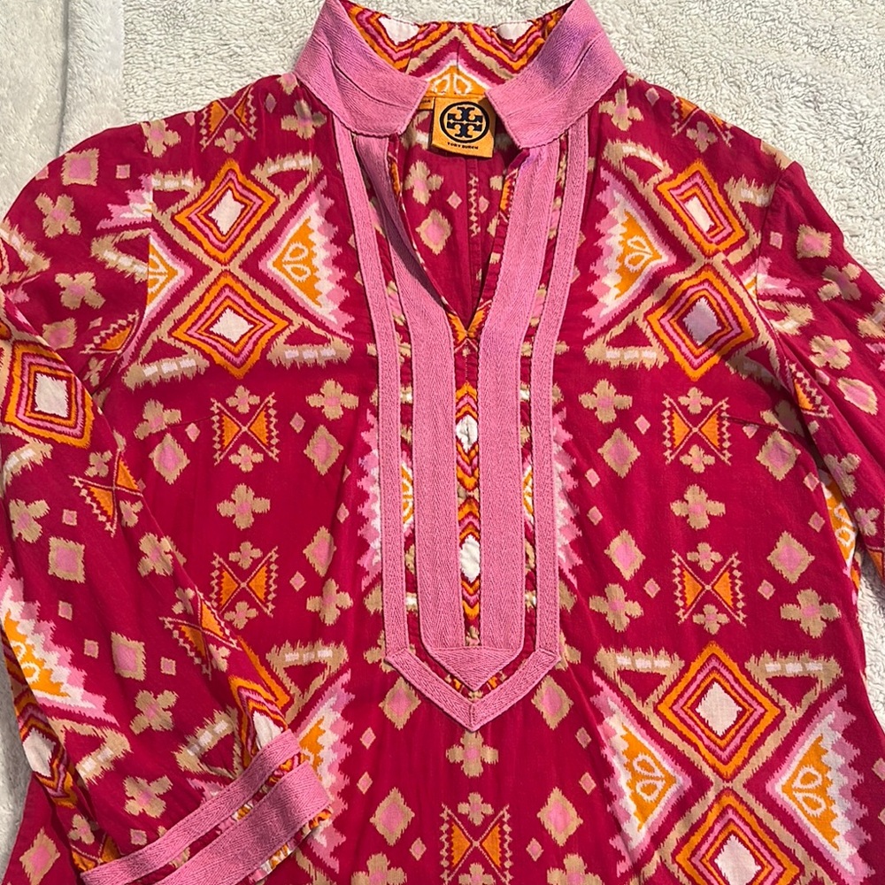 Tory Burch Red Patterned Blouse tunic dress